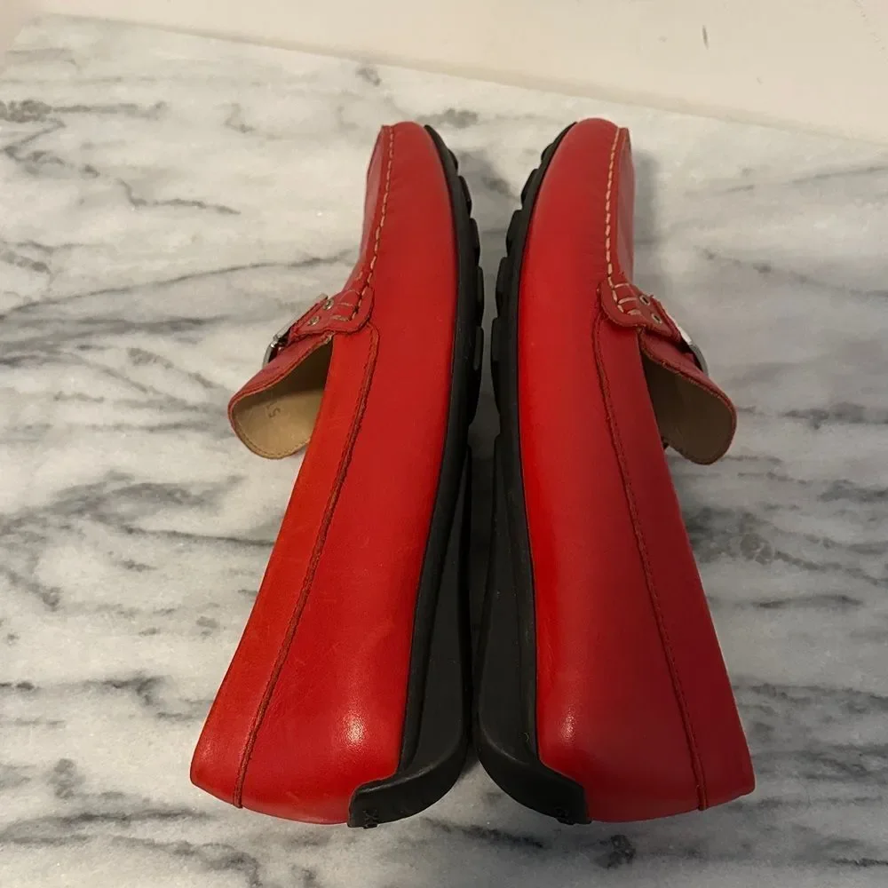 Geox Vibrant Red Leather Loafers womens sz 37.5